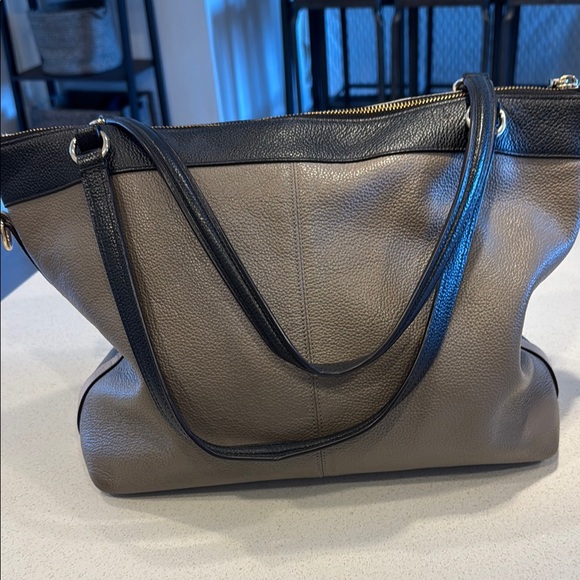 Coach Black and Brown Leather Colorblock Tote (Like New) - Picture 8 of 12